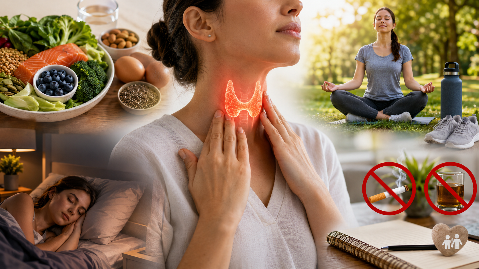 Balanced diet, exercise, sleep, and stress management for thyroid health